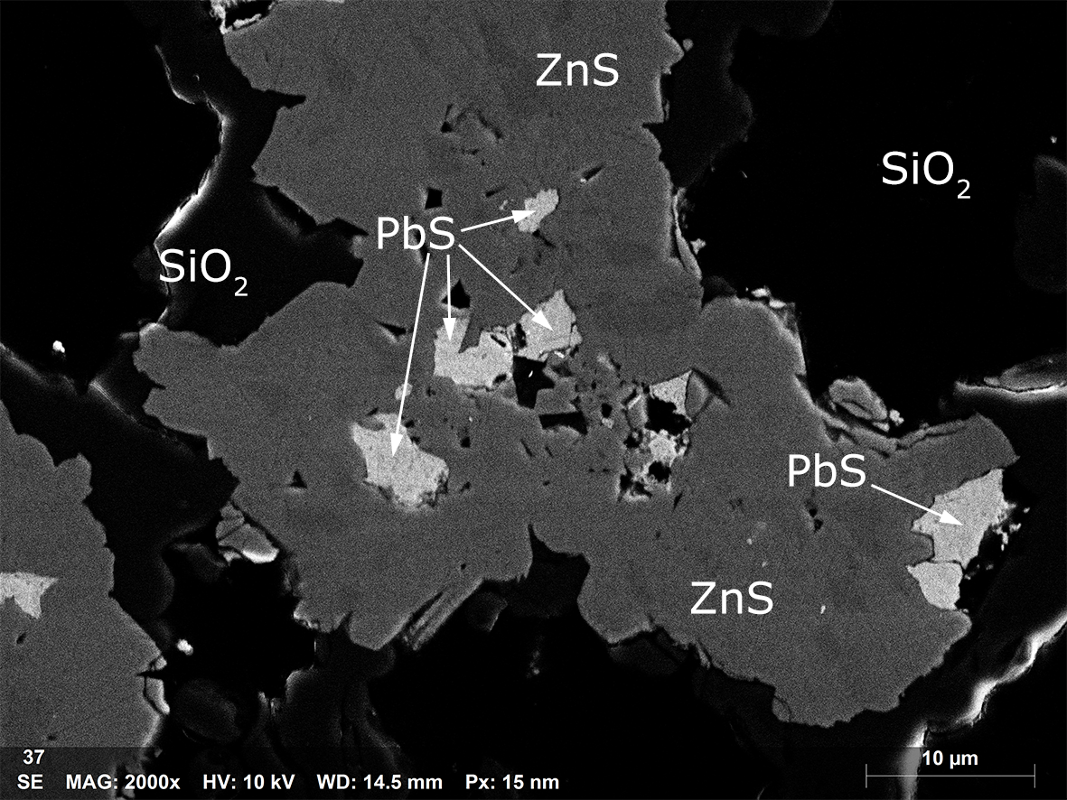 BSE海底热液变换带硫化火山岩图像丹尼尔JSmith大学(英国)